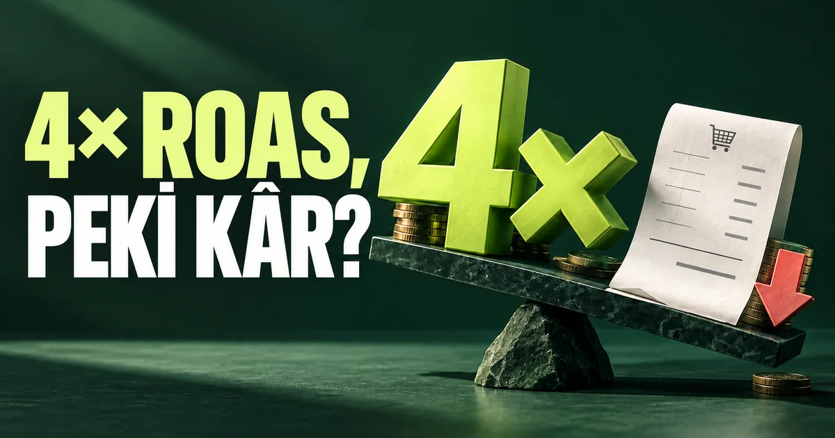 4× ROAS, peki kâr sorusu; terazi üzerinde ciro çarpanı ve gider fişi.
